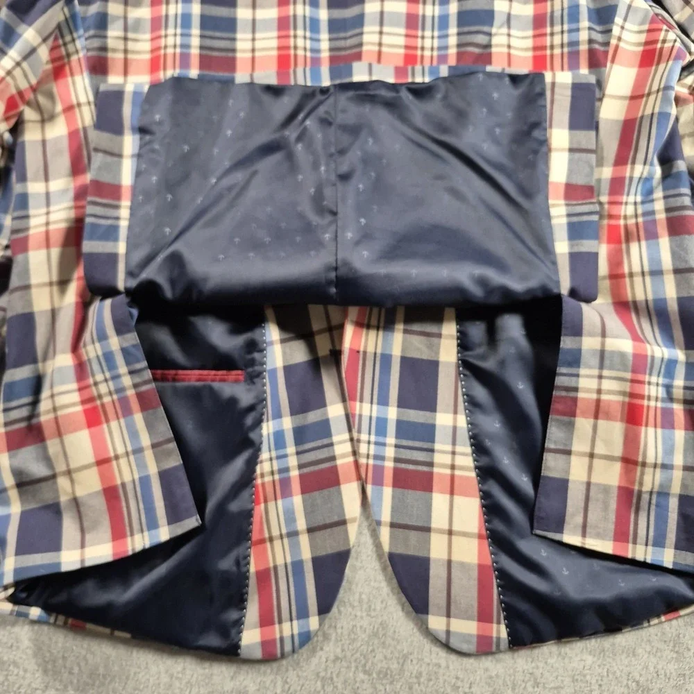 Tommy Hilfiger Mens Plaid 100% Cotton Multi-color 2 Btn Blazer Sport Coat 46R - Picture 7 of 10